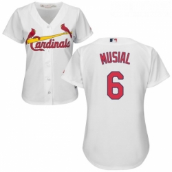 Womens Majestic St Louis Cardinals 6 Stan Musial Replica White Home Cool Base MLB Jersey