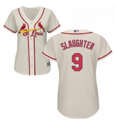 Womens Majestic St Louis Cardinals 9 Enos Slaughter Replica Cream Alternate Cool Base MLB Jersey