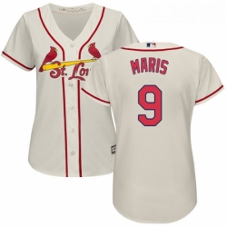 Womens Majestic St Louis Cardinals 9 Roger Maris Authentic Cream Alternate Cool Base MLB Jersey