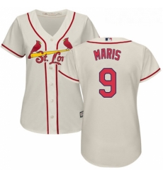 Womens Majestic St Louis Cardinals 9 Roger Maris Replica Cream Alternate Cool Base MLB Jersey