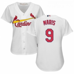Womens Majestic St Louis Cardinals 9 Roger Maris Replica White Home Cool Base MLB Jersey