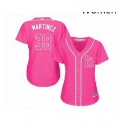 Womens St Louis Cardinals 38 Jose Martinez Replica Pink Fashion Cool Base Baseball Jersey 