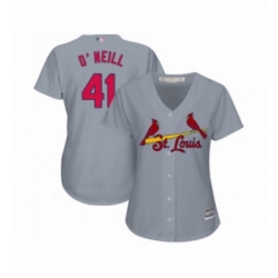 Womens St Louis Cardinals 41 Tyler O Neill Replica Grey Road Cool Base Baseball Jersey 