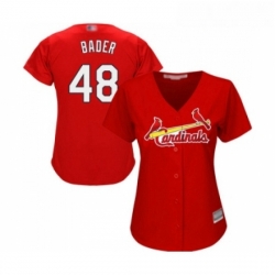 Womens St Louis Cardinals 48 Harrison Bader Replica Red Alternate Cool Base Baseball Jersey 