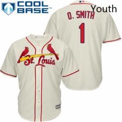 Youth Majestic St Louis Cardinals 1 Ozzie Smith Authentic Cream Alternate Cool Base MLB Jersey