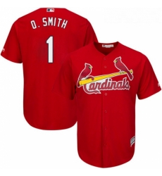 Youth Majestic St Louis Cardinals 1 Ozzie Smith Authentic Red Alternate Cool Base MLB Jersey