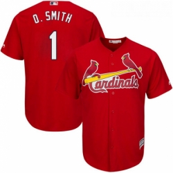Youth Majestic St Louis Cardinals 1 Ozzie Smith Authentic Red Alternate Cool Base MLB Jersey