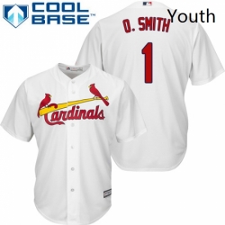 Youth Majestic St Louis Cardinals 1 Ozzie Smith Authentic White Home Cool Base MLB Jersey