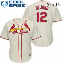 Youth Majestic St Louis Cardinals 12 Paul DeJong Authentic Cream Alternate Cool Base MLB Jersey 