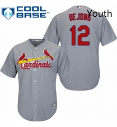 Youth Majestic St Louis Cardinals 12 Paul DeJong Authentic Grey Road Cool Base MLB Jersey 