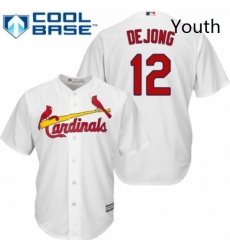 Youth Majestic St Louis Cardinals 12 Paul DeJong Authentic White Home Cool Base MLB Jersey 