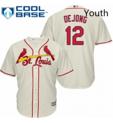Youth Majestic St Louis Cardinals 12 Paul DeJong Replica Cream Alternate Cool Base MLB Jersey 