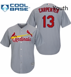 Youth Majestic St Louis Cardinals 13 Matt Carpenter Authentic Grey Road Cool Base MLB Jersey