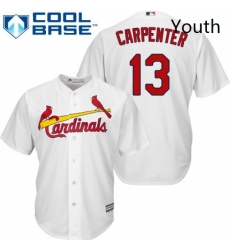 Youth Majestic St Louis Cardinals 13 Matt Carpenter Authentic White Home Cool Base MLB Jersey