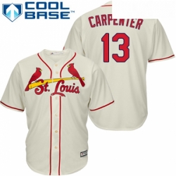 Youth Majestic St Louis Cardinals 13 Matt Carpenter Replica Cream Alternate Cool Base MLB Jersey