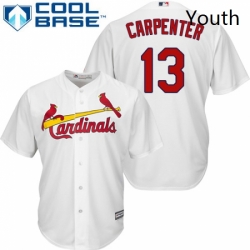 Youth Majestic St Louis Cardinals 13 Matt Carpenter Replica White Home Cool Base MLB Jersey