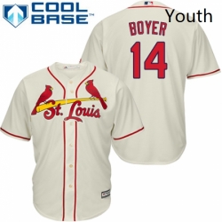 Youth Majestic St Louis Cardinals 14 Ken Boyer Authentic Cream Alternate Cool Base MLB Jersey