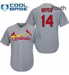Youth Majestic St Louis Cardinals 14 Ken Boyer Authentic Grey Road Cool Base MLB Jersey