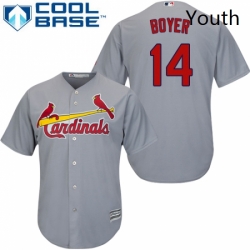 Youth Majestic St Louis Cardinals 14 Ken Boyer Authentic Grey Road Cool Base MLB Jersey