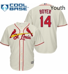 Youth Majestic St Louis Cardinals 14 Ken Boyer Replica Cream Alternate Cool Base MLB Jersey