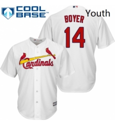 Youth Majestic St Louis Cardinals 14 Ken Boyer Replica White Home Cool Base MLB Jersey