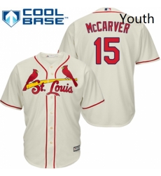 Youth Majestic St Louis Cardinals 15 Tim McCarver Authentic Cream Alternate Cool Base MLB Jersey