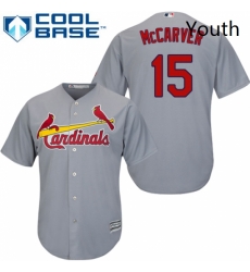 Youth Majestic St Louis Cardinals 15 Tim McCarver Authentic Grey Road Cool Base MLB Jersey