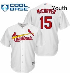 Youth Majestic St Louis Cardinals 15 Tim McCarver Authentic White Home Cool Base MLB Jersey