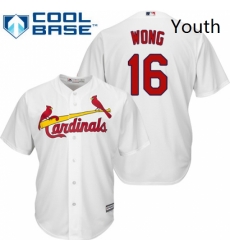 Youth Majestic St Louis Cardinals 16 Kolten Wong Replica White Home Cool Base MLB Jersey