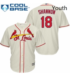 Youth Majestic St Louis Cardinals 18 Mike Shannon Authentic Cream Alternate Cool Base MLB Jersey