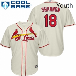Youth Majestic St Louis Cardinals 18 Mike Shannon Authentic Cream Alternate Cool Base MLB Jersey