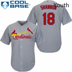 Youth Majestic St Louis Cardinals 18 Mike Shannon Authentic Grey Road Cool Base MLB Jersey