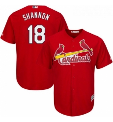 Youth Majestic St Louis Cardinals 18 Mike Shannon Authentic Red Alternate Cool Base MLB Jersey