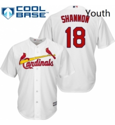 Youth Majestic St Louis Cardinals 18 Mike Shannon Authentic White Home Cool Base MLB Jersey