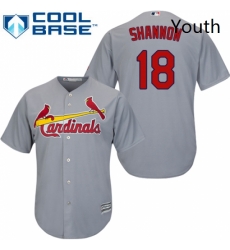 Youth Majestic St Louis Cardinals 18 Mike Shannon Replica Grey Road Cool Base MLB Jersey