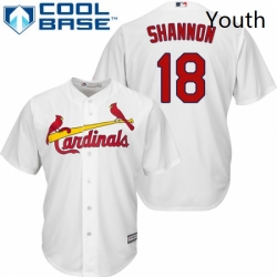 Youth Majestic St Louis Cardinals 18 Mike Shannon Replica White Home Cool Base MLB Jersey