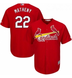 Youth Majestic St Louis Cardinals 22 Mike Matheny Authentic Red Alternate Cool Base MLB Jersey