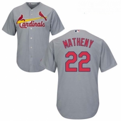 Youth Majestic St Louis Cardinals 22 Mike Matheny Replica Grey Road Cool Base MLB Jersey