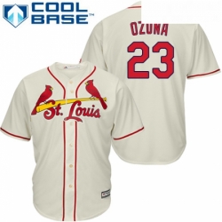 Youth Majestic St Louis Cardinals 23 Marcell Ozuna Authentic Cream Alternate Cool Base MLB Jersey 