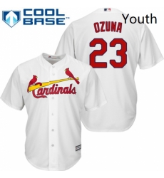Youth Majestic St Louis Cardinals 23 Marcell Ozuna Authentic White Home Cool Base MLB Jersey 