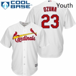 Youth Majestic St Louis Cardinals 23 Marcell Ozuna Authentic White Home Cool Base MLB Jersey 