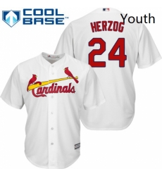 Youth Majestic St Louis Cardinals 24 Whitey Herzog Authentic White Home Cool Base MLB Jersey