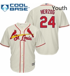 Youth Majestic St Louis Cardinals 24 Whitey Herzog Replica Cream Alternate Cool Base MLB Jersey