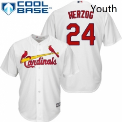 Youth Majestic St Louis Cardinals 24 Whitey Herzog Replica White Home Cool Base MLB Jersey