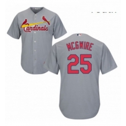 Youth Majestic St Louis Cardinals 25 Mark McGwire Authentic Grey Road Cool Base MLB Jersey