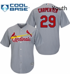 Youth Majestic St Louis Cardinals 29 Chris Carpenter Authentic Grey Road Cool Base MLB Jersey