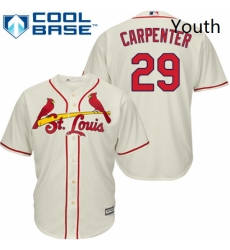 Youth Majestic St Louis Cardinals 29 Chris Carpenter Replica Cream Alternate Cool Base MLB Jersey