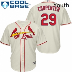 Youth Majestic St Louis Cardinals 29 Chris Carpenter Replica Cream Alternate Cool Base MLB Jersey