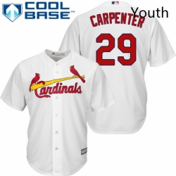 Youth Majestic St Louis Cardinals 29 Chris Carpenter Replica White Home Cool Base MLB Jersey