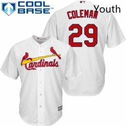 Youth Majestic St Louis Cardinals 29 Vince Coleman Authentic White Home Cool Base MLB Jersey